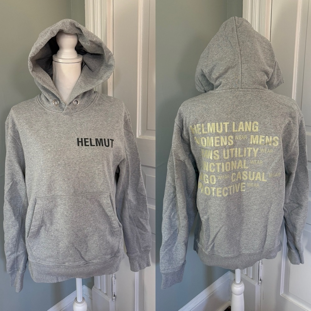 Helmut Lang Gray Graphic Hoodie 100% Cotton‎ size Men's Small